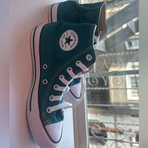 Women’s Size 5 Converse High Top Sneakers – Turquoise, Like New